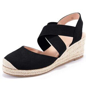 NWT Womens Closed Toe Espadrilles Wedge Sandals Platform Heel Sandals Size 9